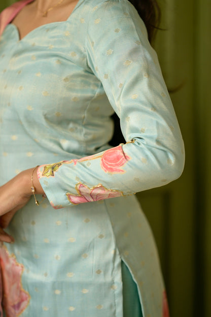 Lotus Embroidered Suit Set