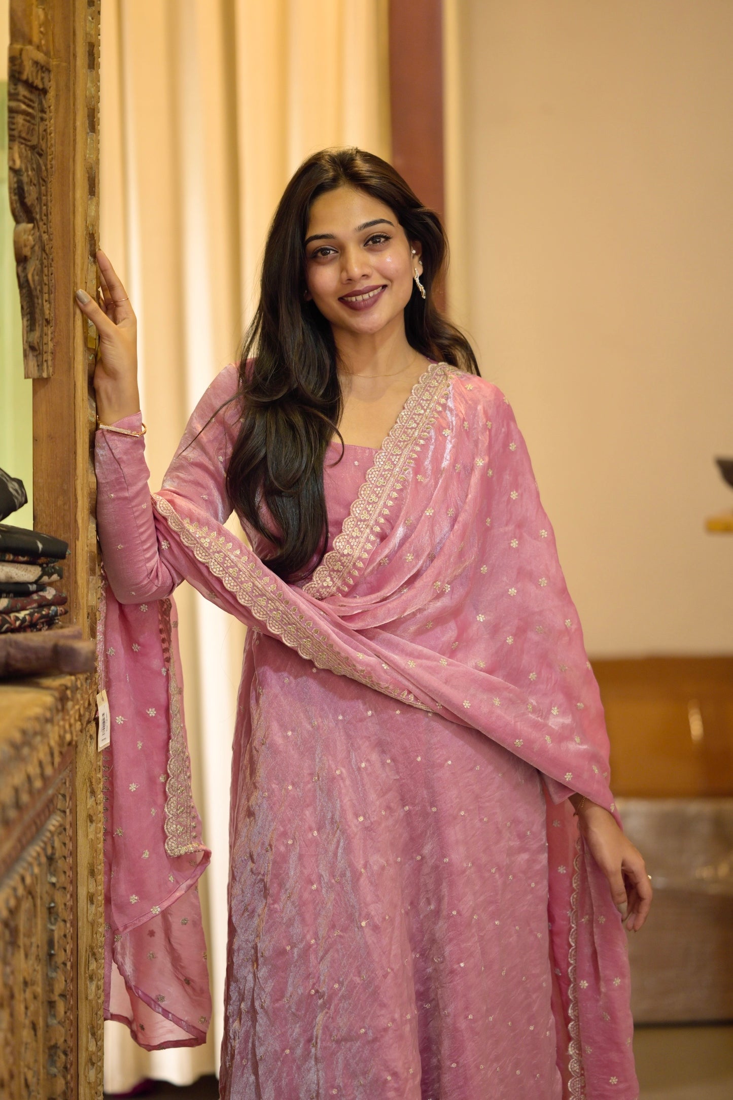 Glass Tissue Anarkali Set