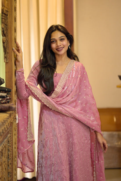 Glass Tissue Anarkali Set