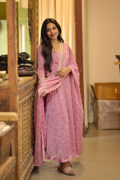 Glass Tissue Anarkali Set