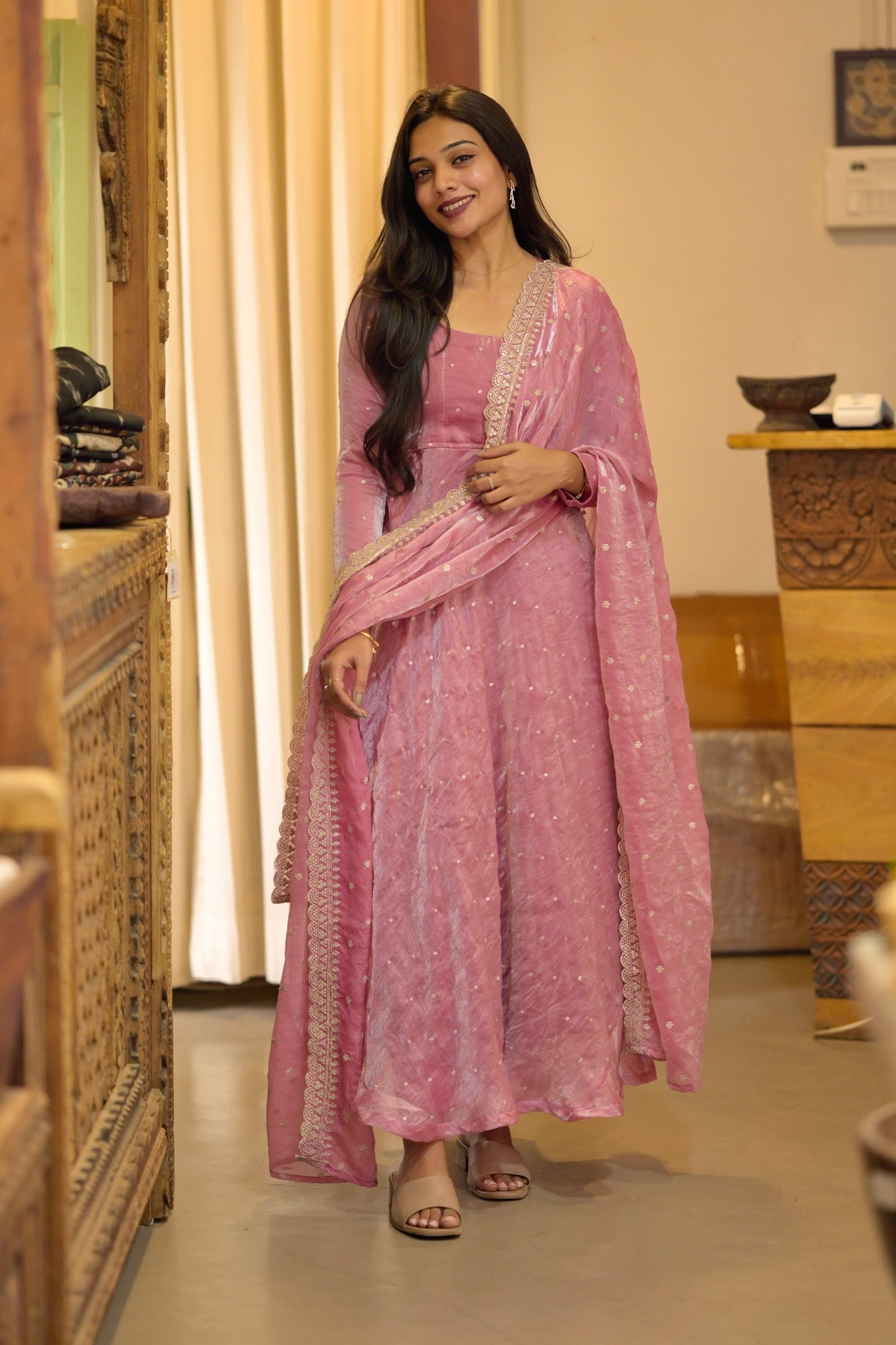 Glass Tissue Anarkali Set
