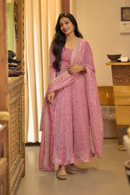 Glass Tissue Anarkali Set