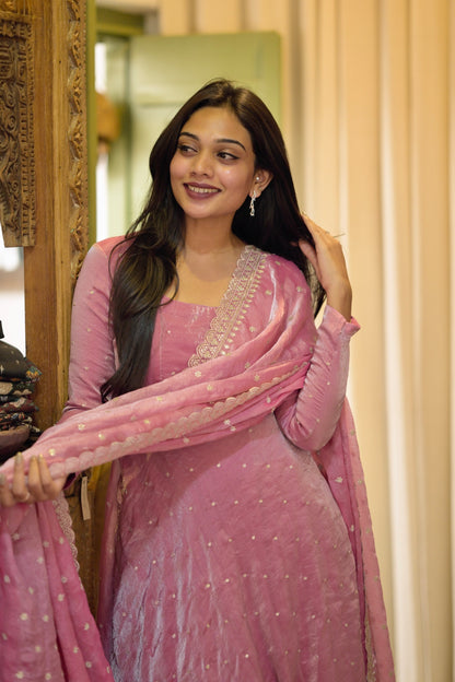 Glass Tissue Anarkali Set