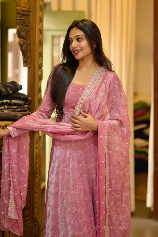 Glass Tissue Anarkali Set