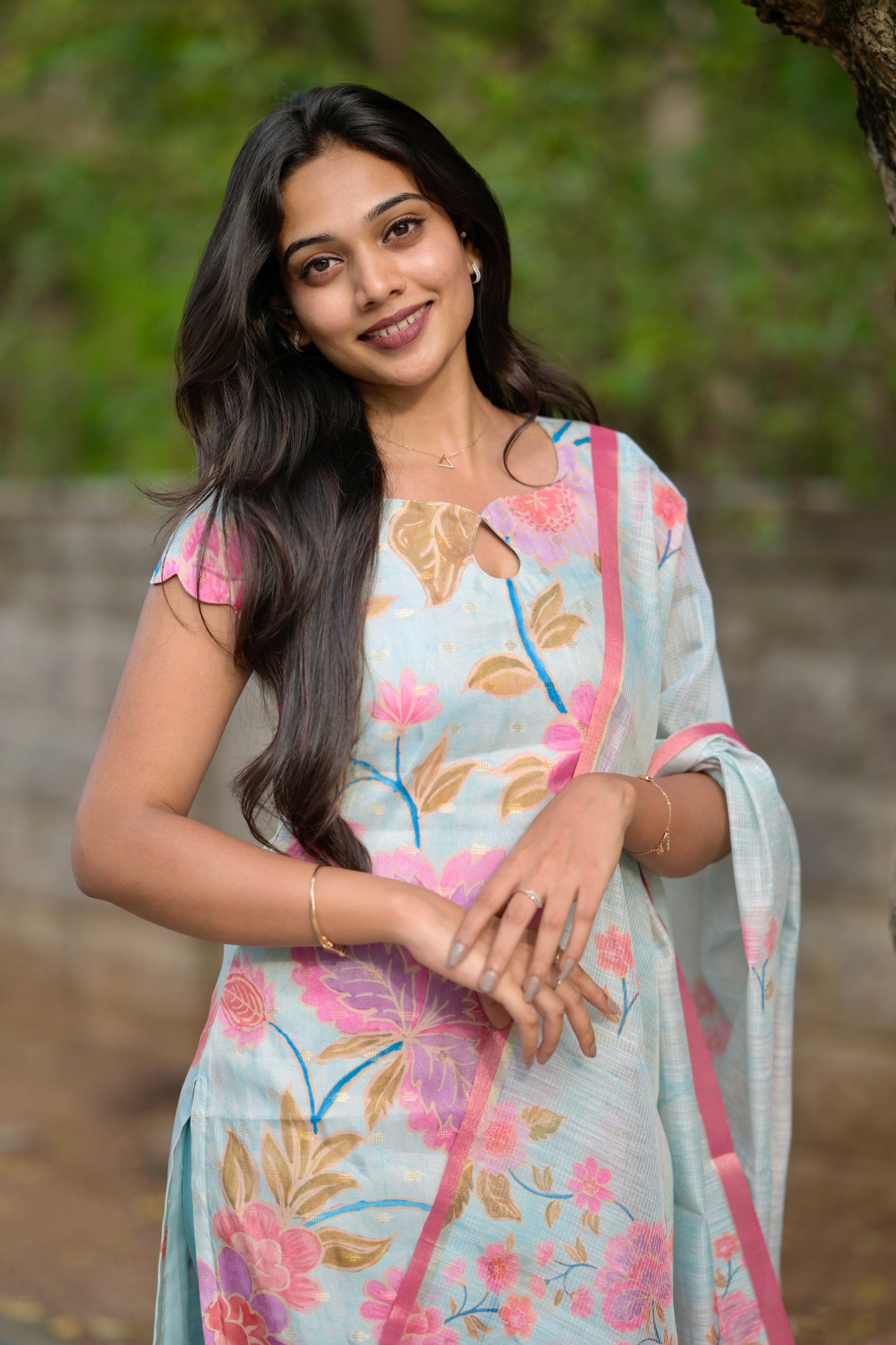 Blue Floral Salwar Suit