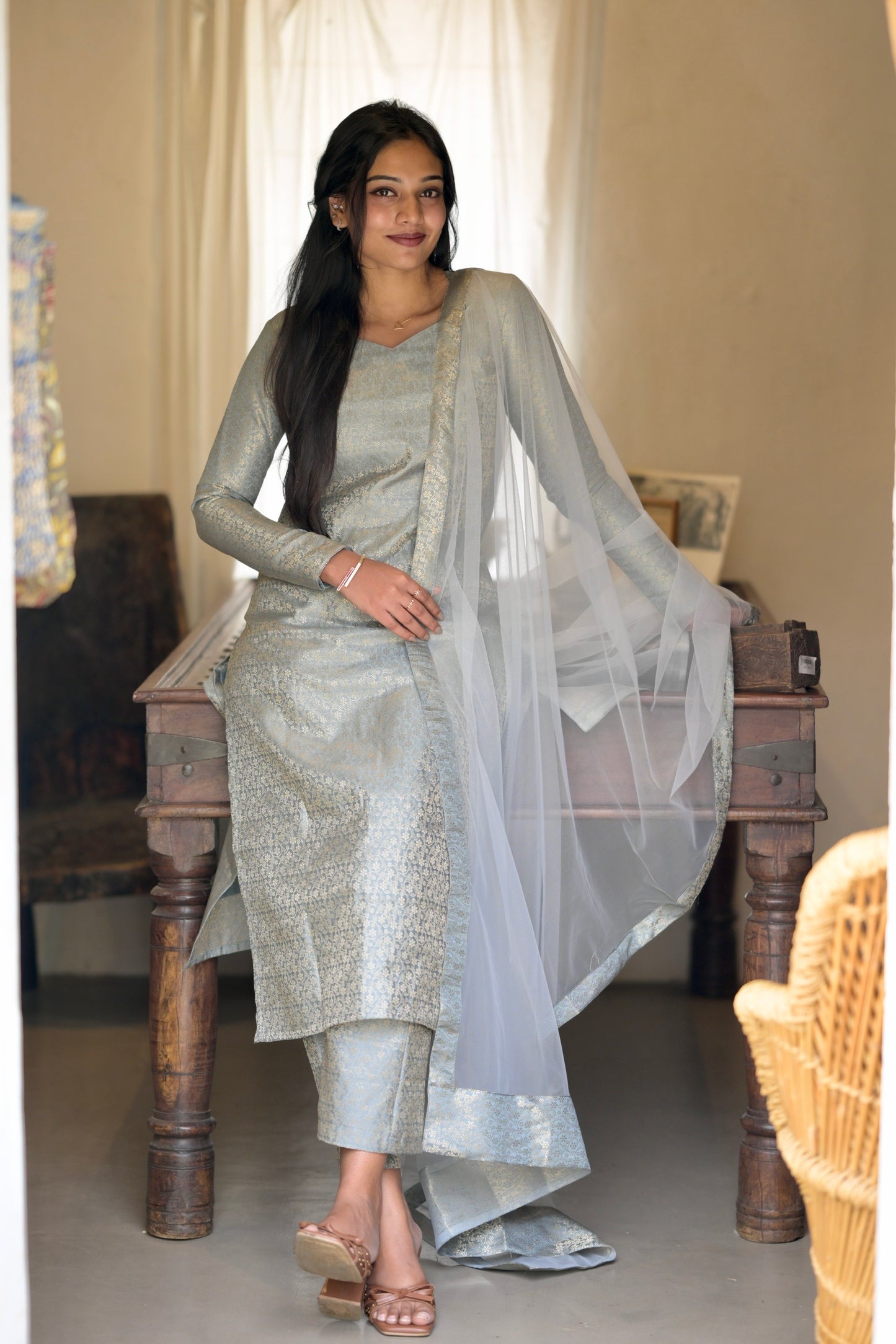 Grey Banaras Suit