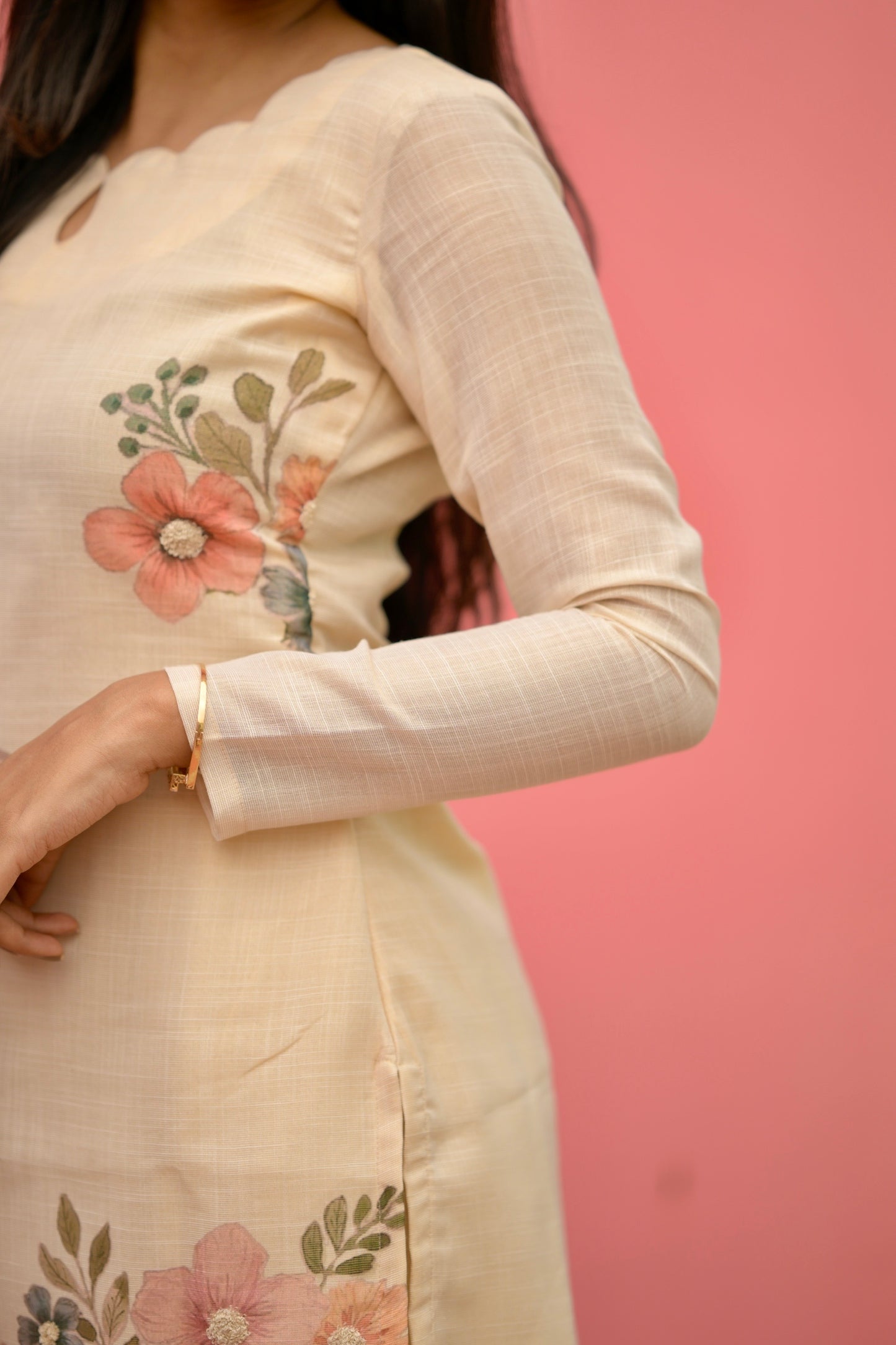 Creme Linen Salwar Suit