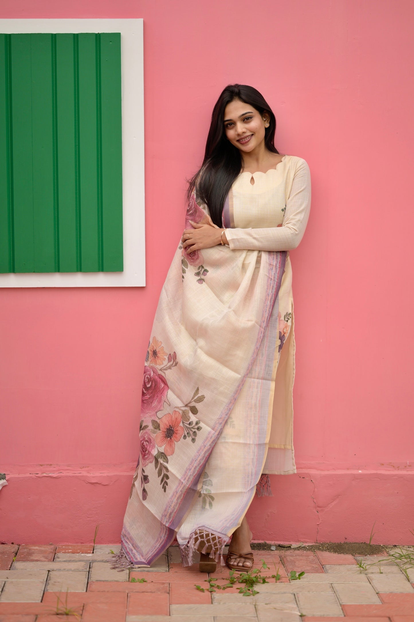 Creme Linen Salwar Suit