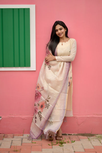 Creme Linen Salwar Suit