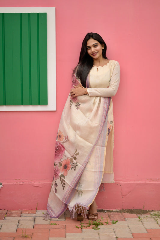 Creme Linen Salwar Suit