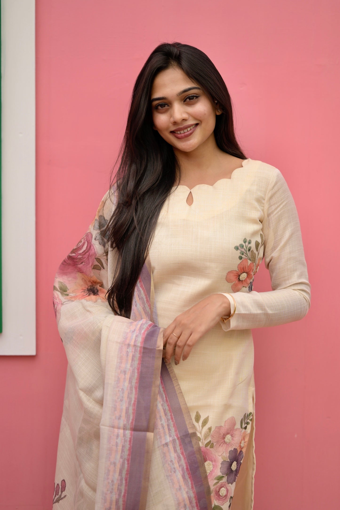Creme Linen Salwar Suit