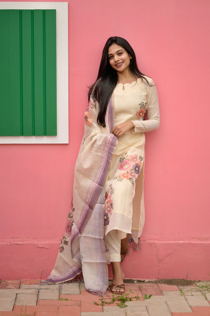Creme Linen Salwar Suit