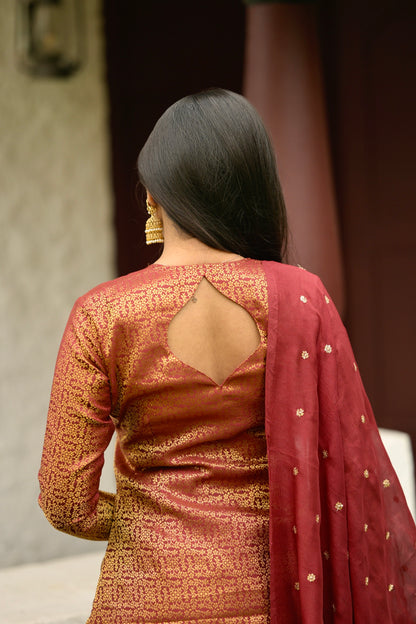 Red Banaras Suit Set