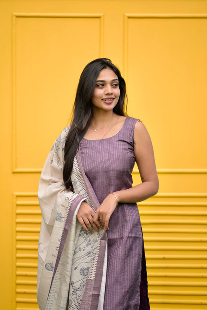 Purple Stripes Salwar Suit