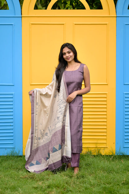 Purple Stripes Salwar Suit
