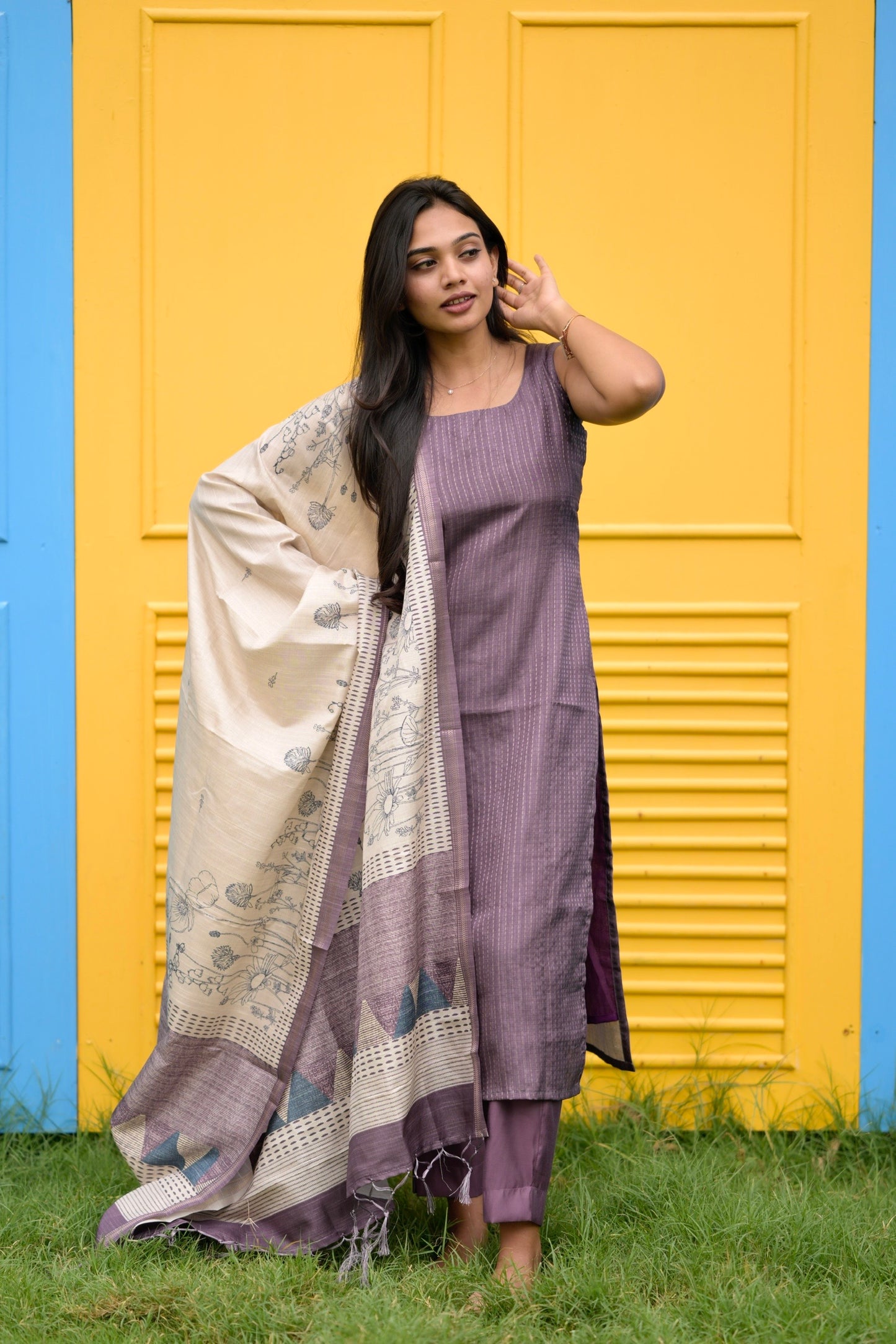 Purple Stripes Salwar Suit