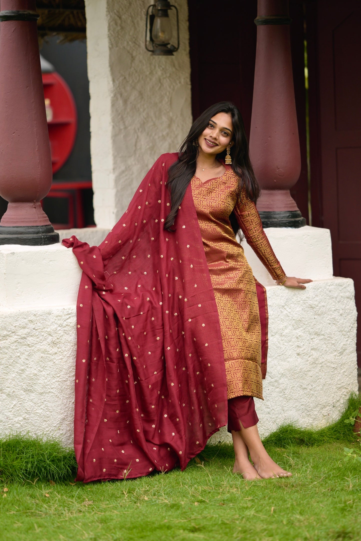 Red Banaras Suit Set