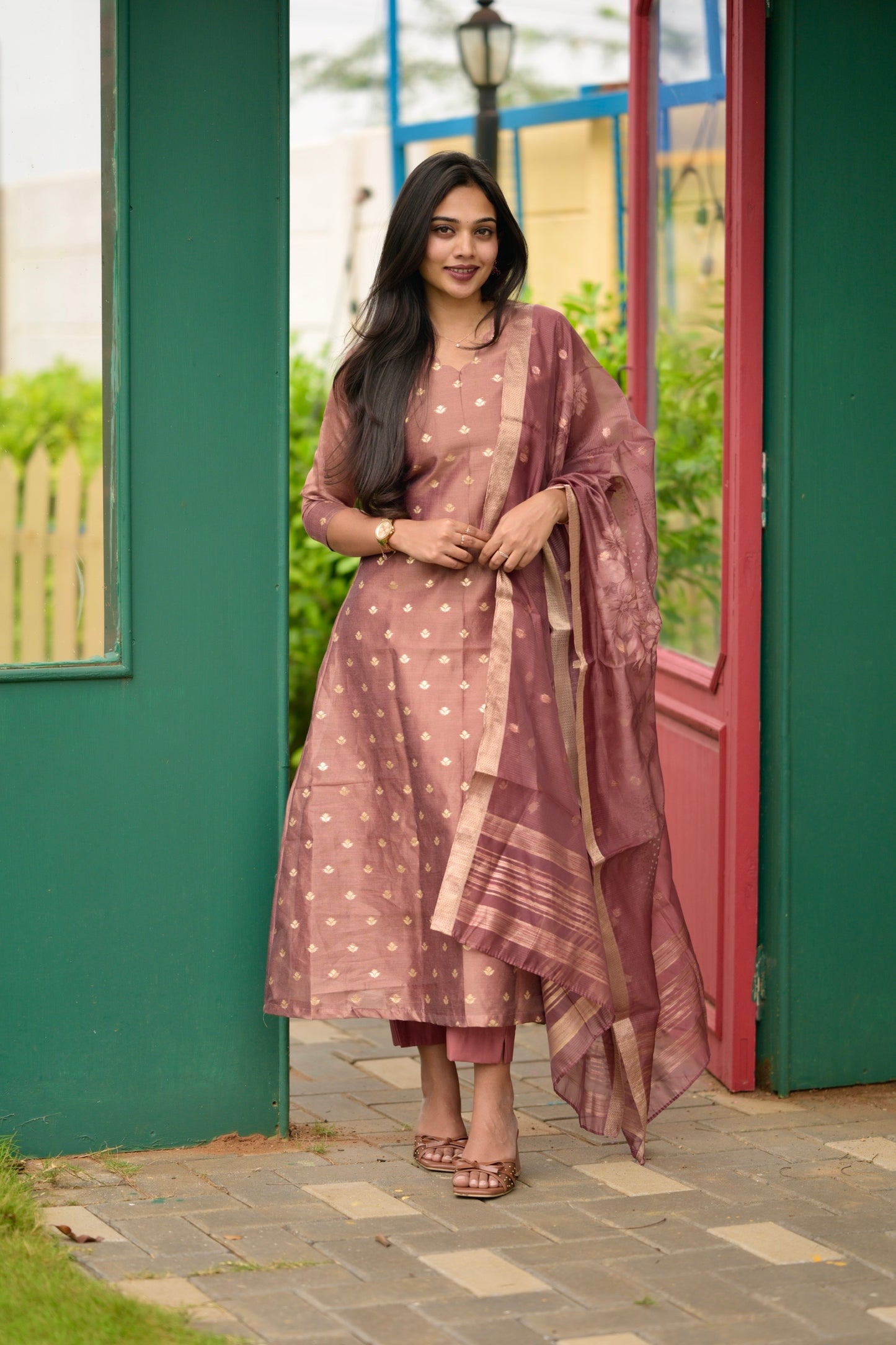 Tissue Brocade Aline Suit