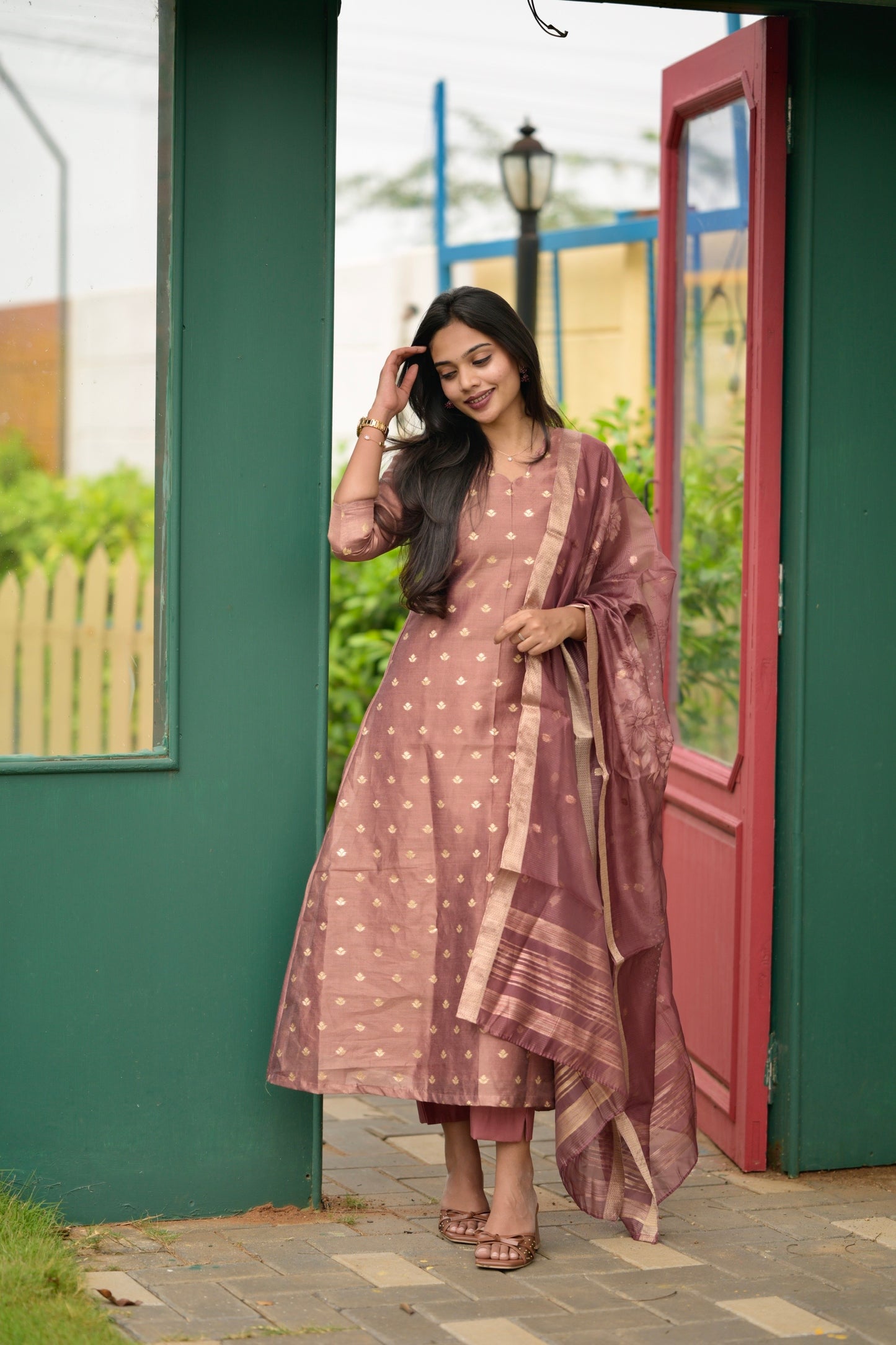 Tissue Brocade Aline Suit