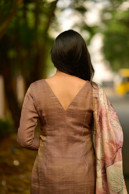 Brown Jute Salwar Suit