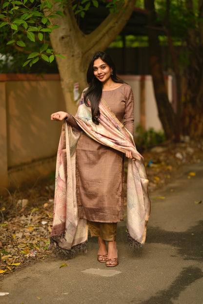 Brown Jute Salwar Suit