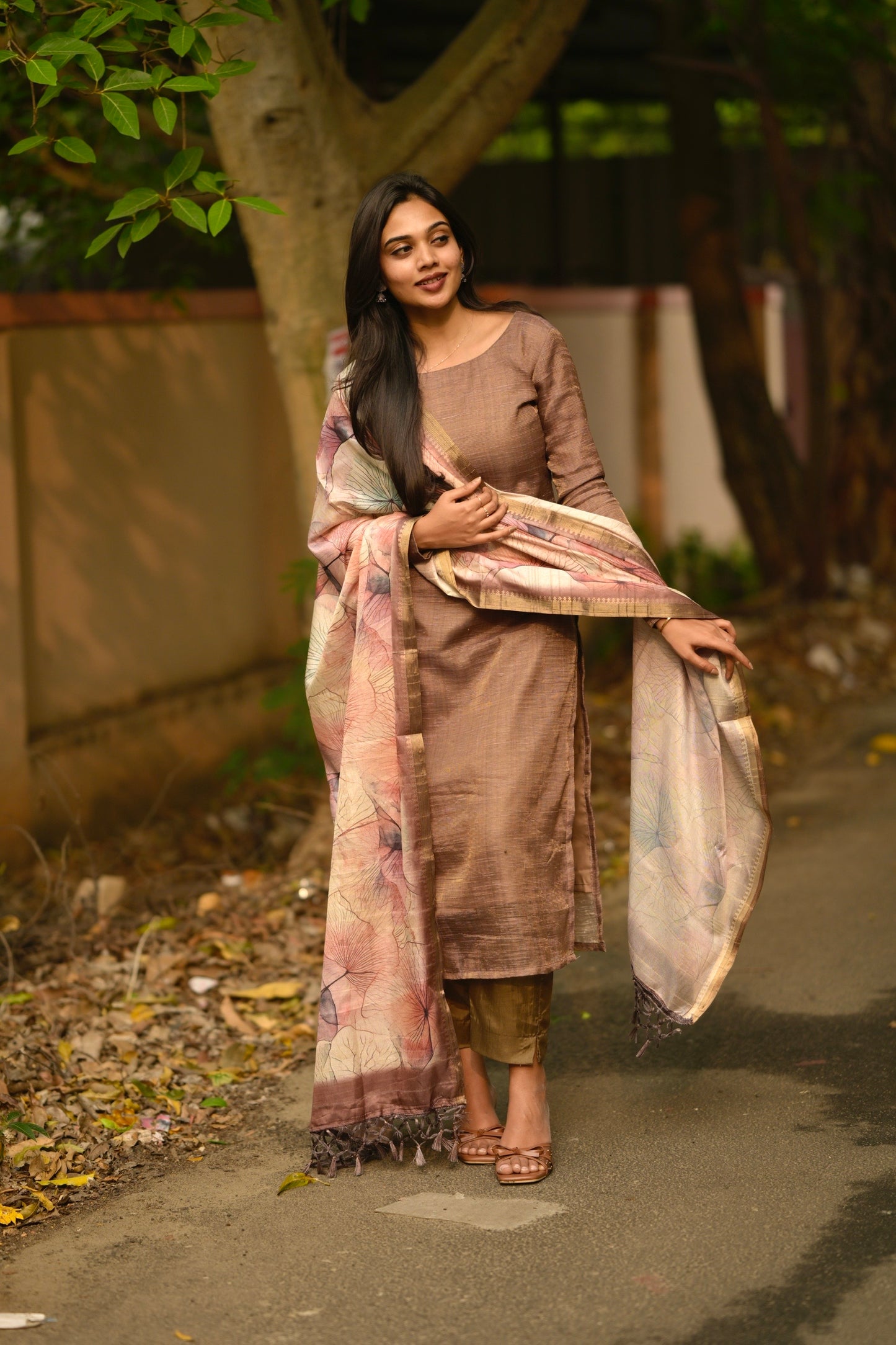 Brown Jute Salwar Suit