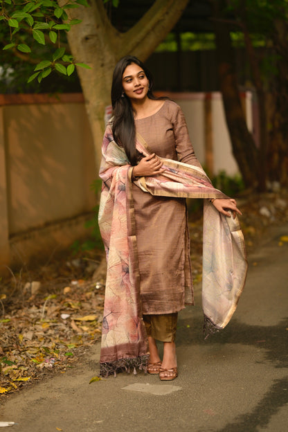 Brown Jute Salwar Suit