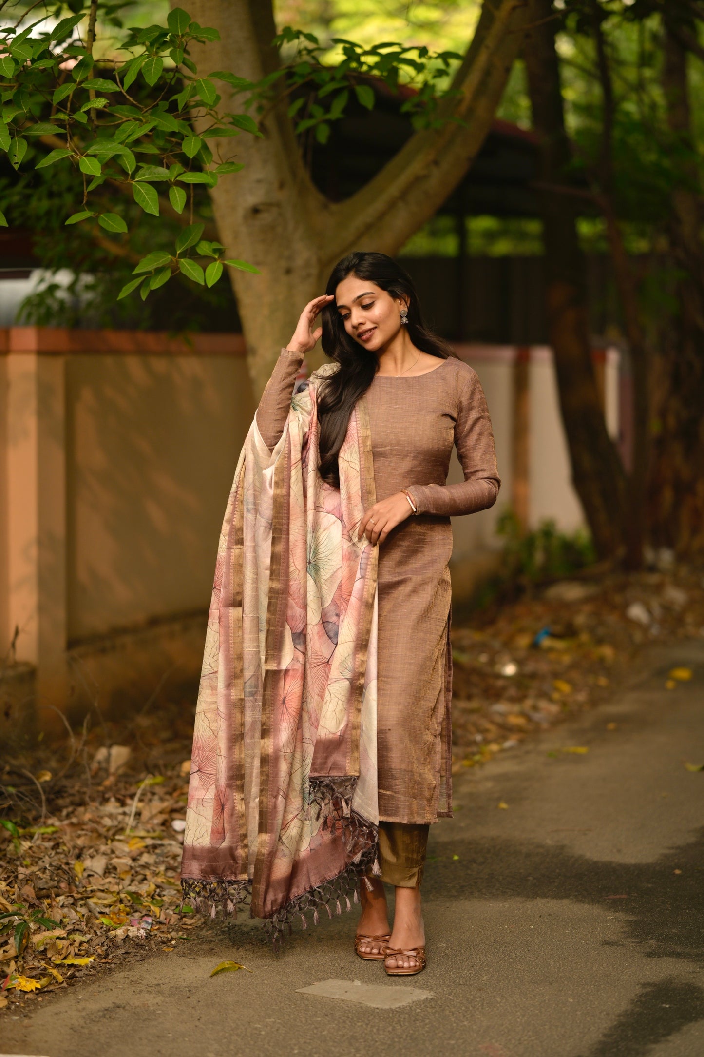 Brown Jute Salwar Suit