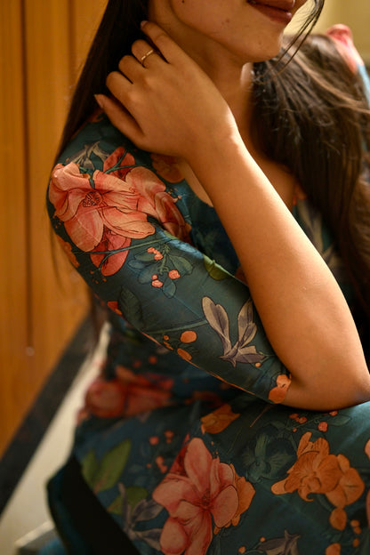 Blue Floral Kurta