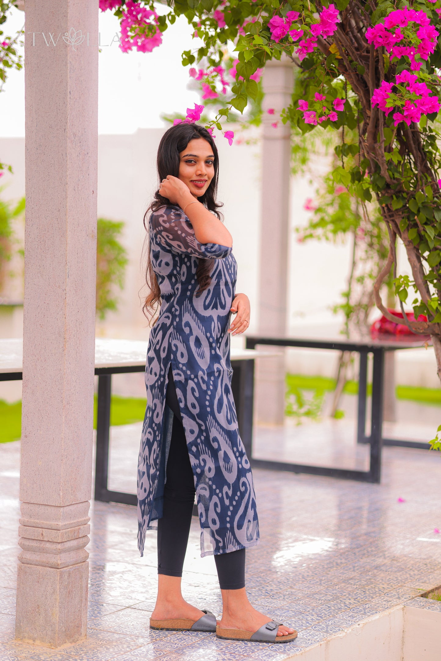 Navy Blue Organza Kurta
