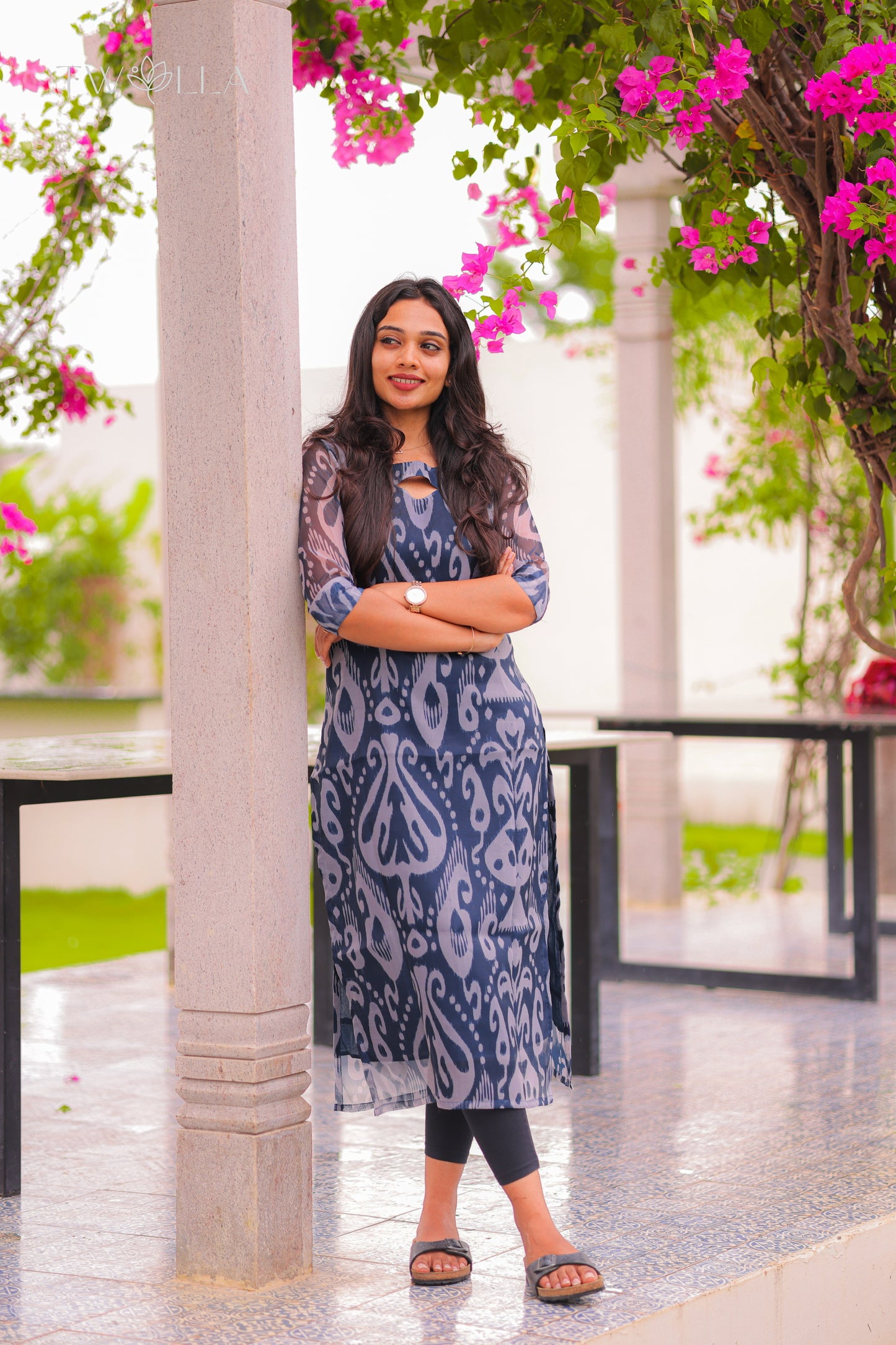 Navy Blue Organza Kurta