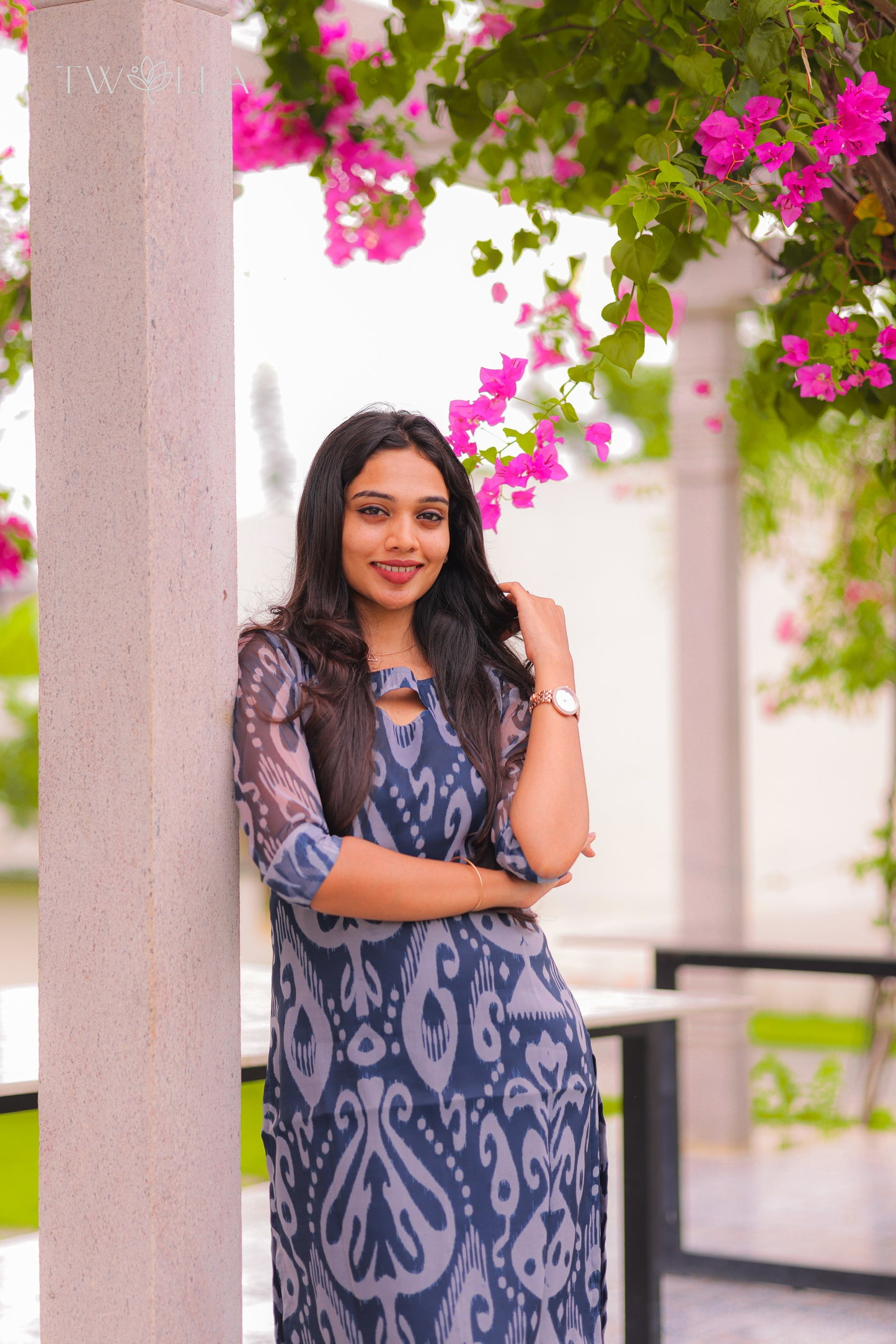 Navy Blue Organza Kurta