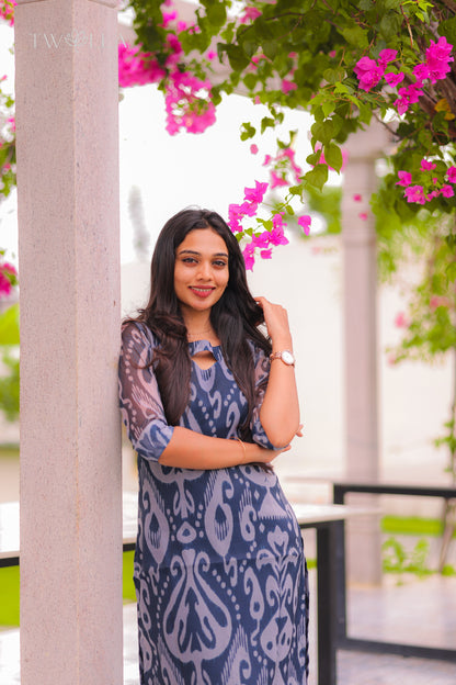 Navy Blue Organza Kurta