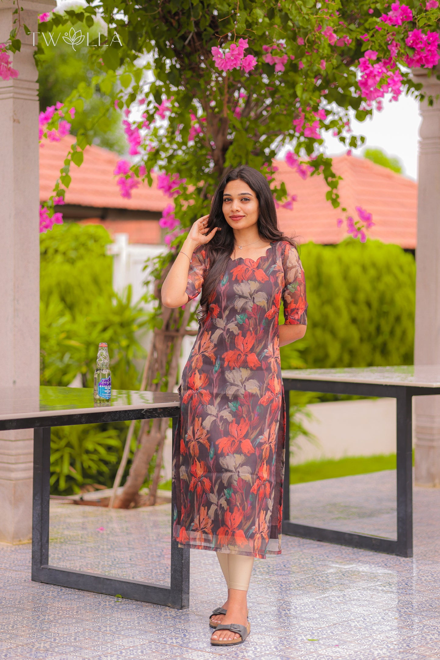 Abstract Printed Organza Kurta