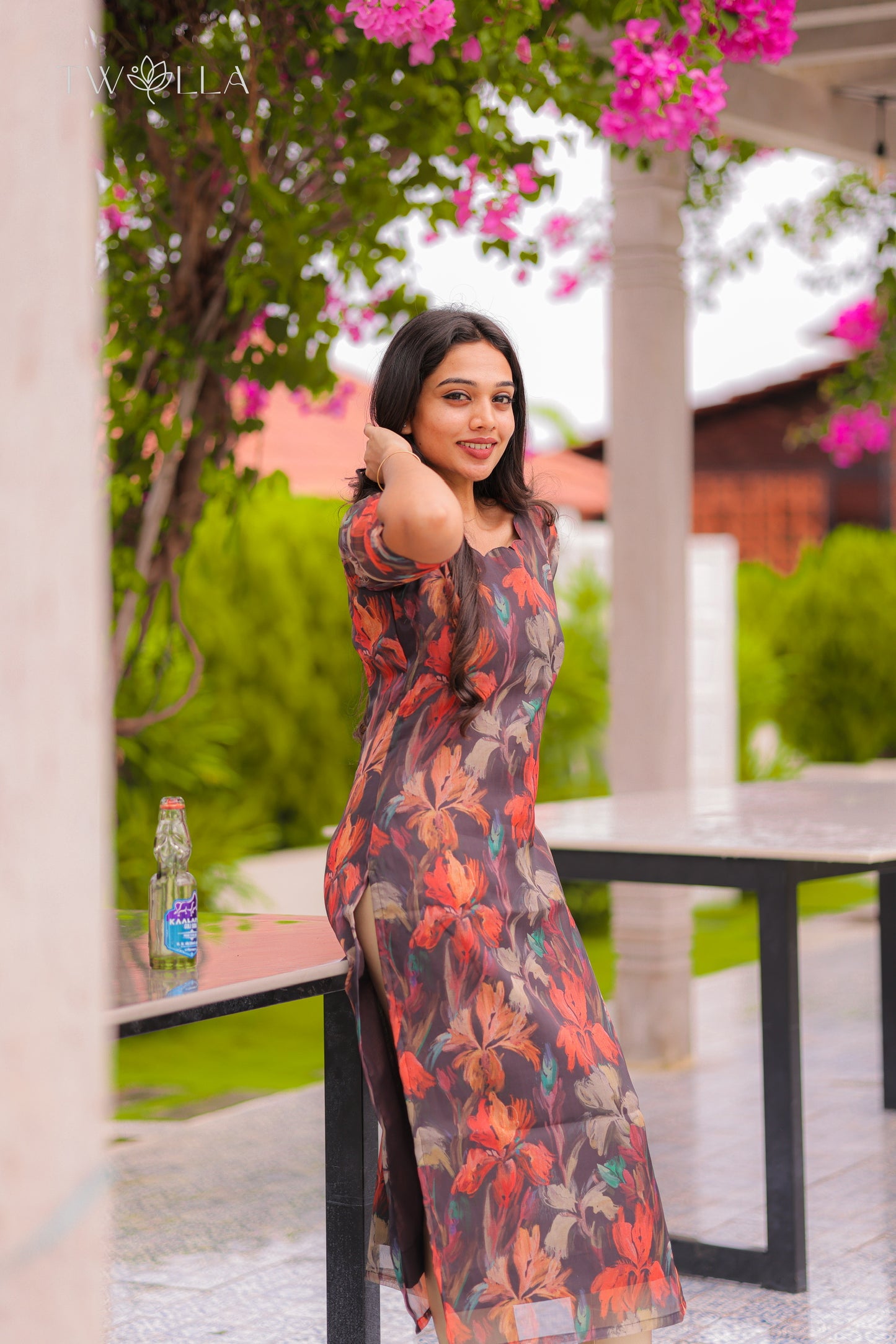 Abstract Printed Organza Kurta