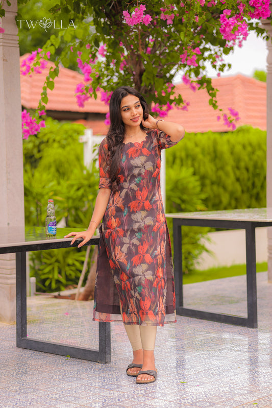 Abstract Printed Organza Kurta