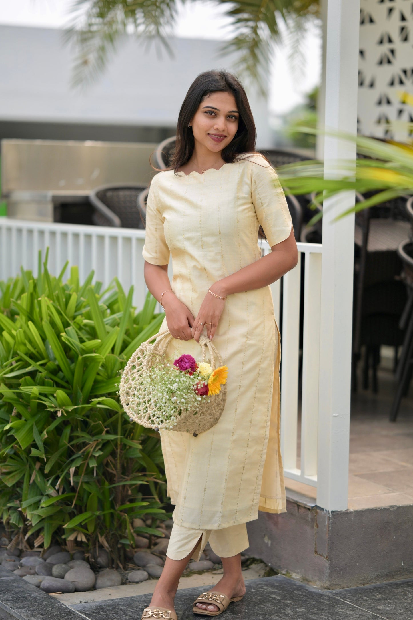Creme Raw Silk Suit