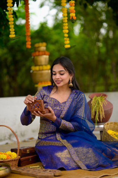 Navy Banaras Suit Set