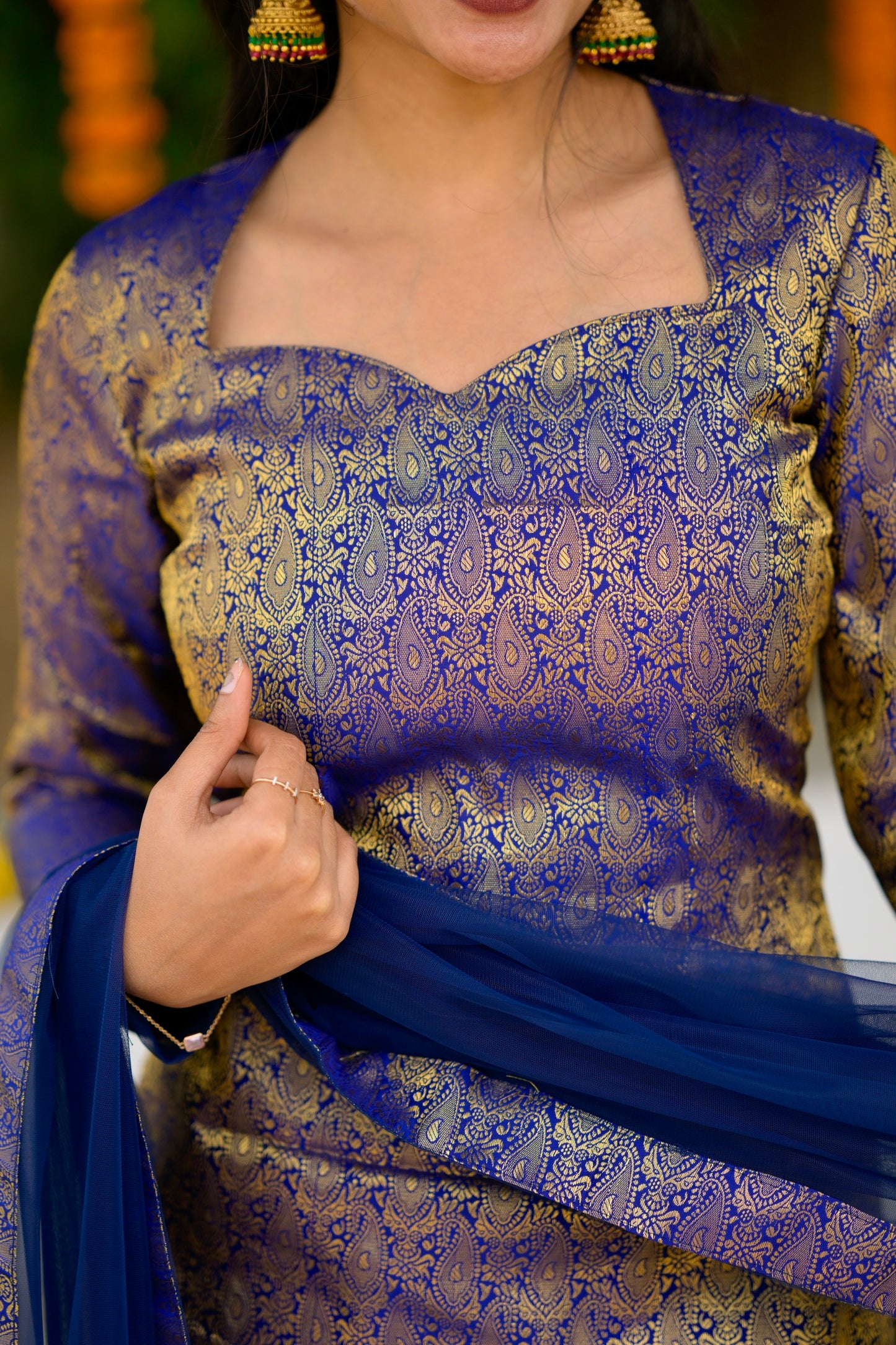 Navy Banaras Suit Set