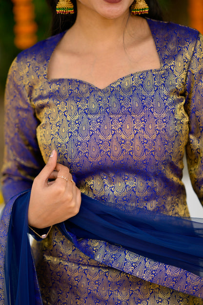 Navy Banaras Suit Set