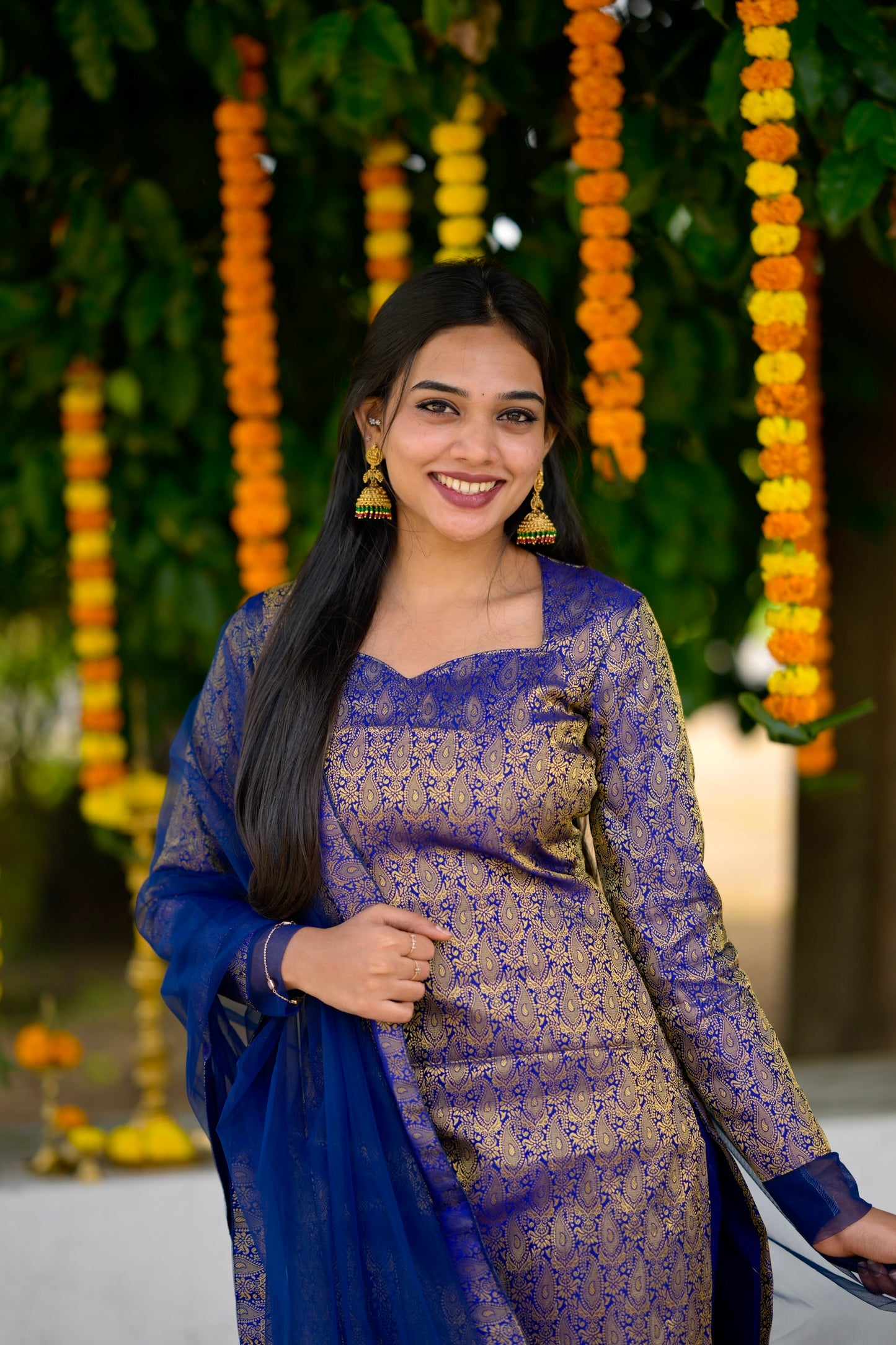 Navy Banaras Suit Set