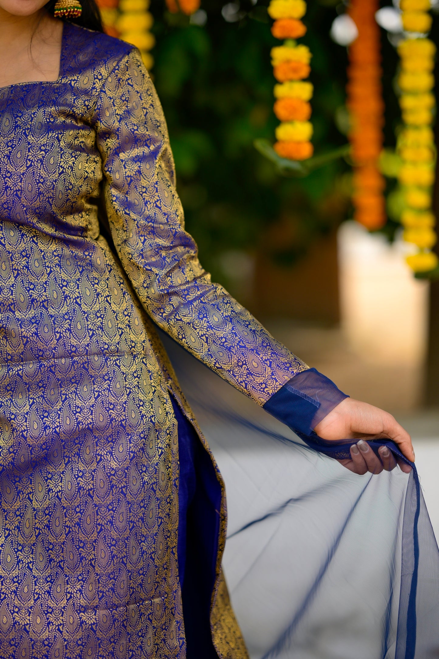 Navy Banaras Suit Set