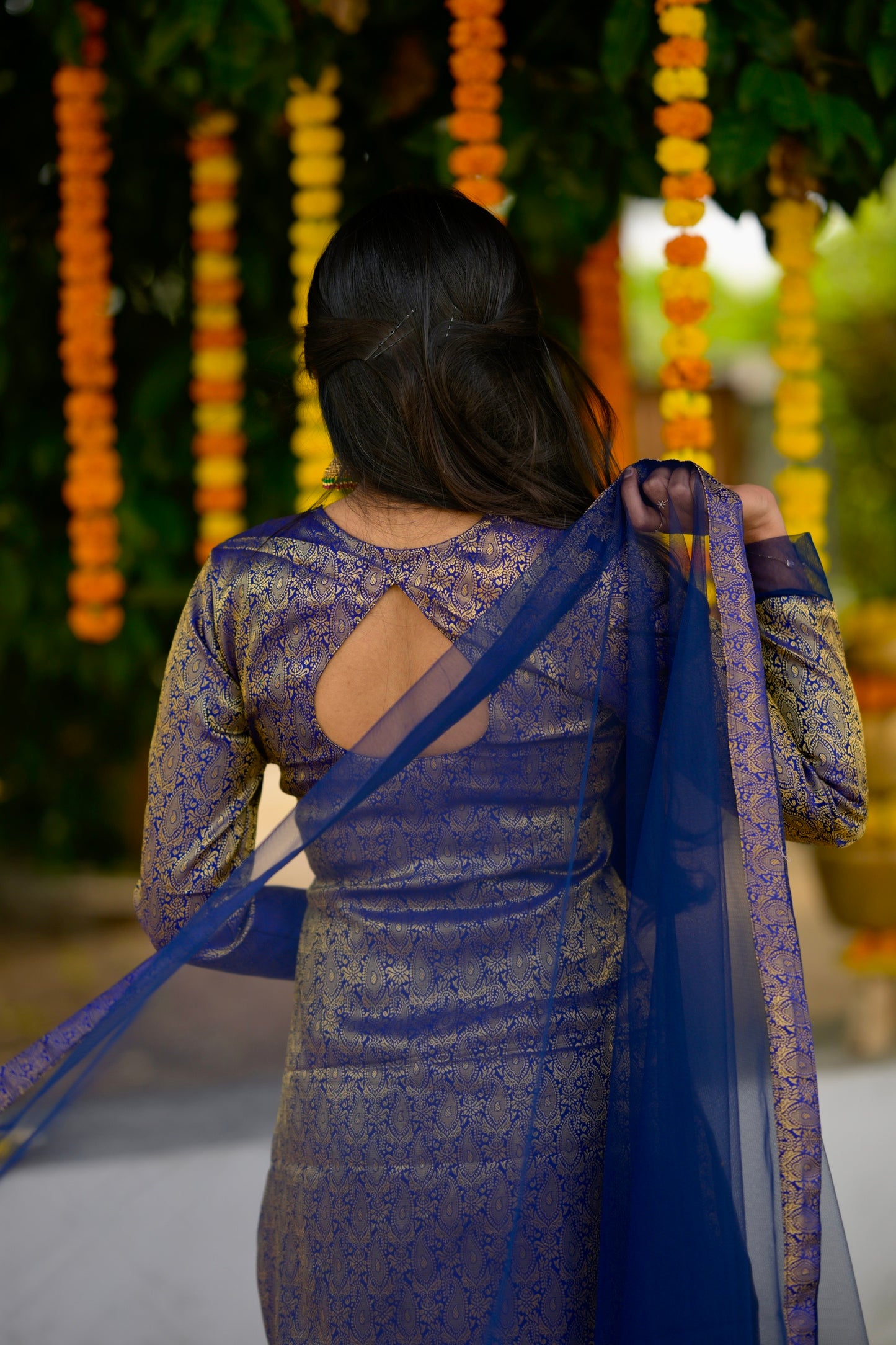Navy Banaras Suit Set