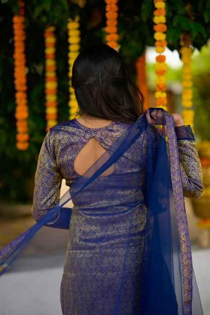 Navy Banaras Suit Set