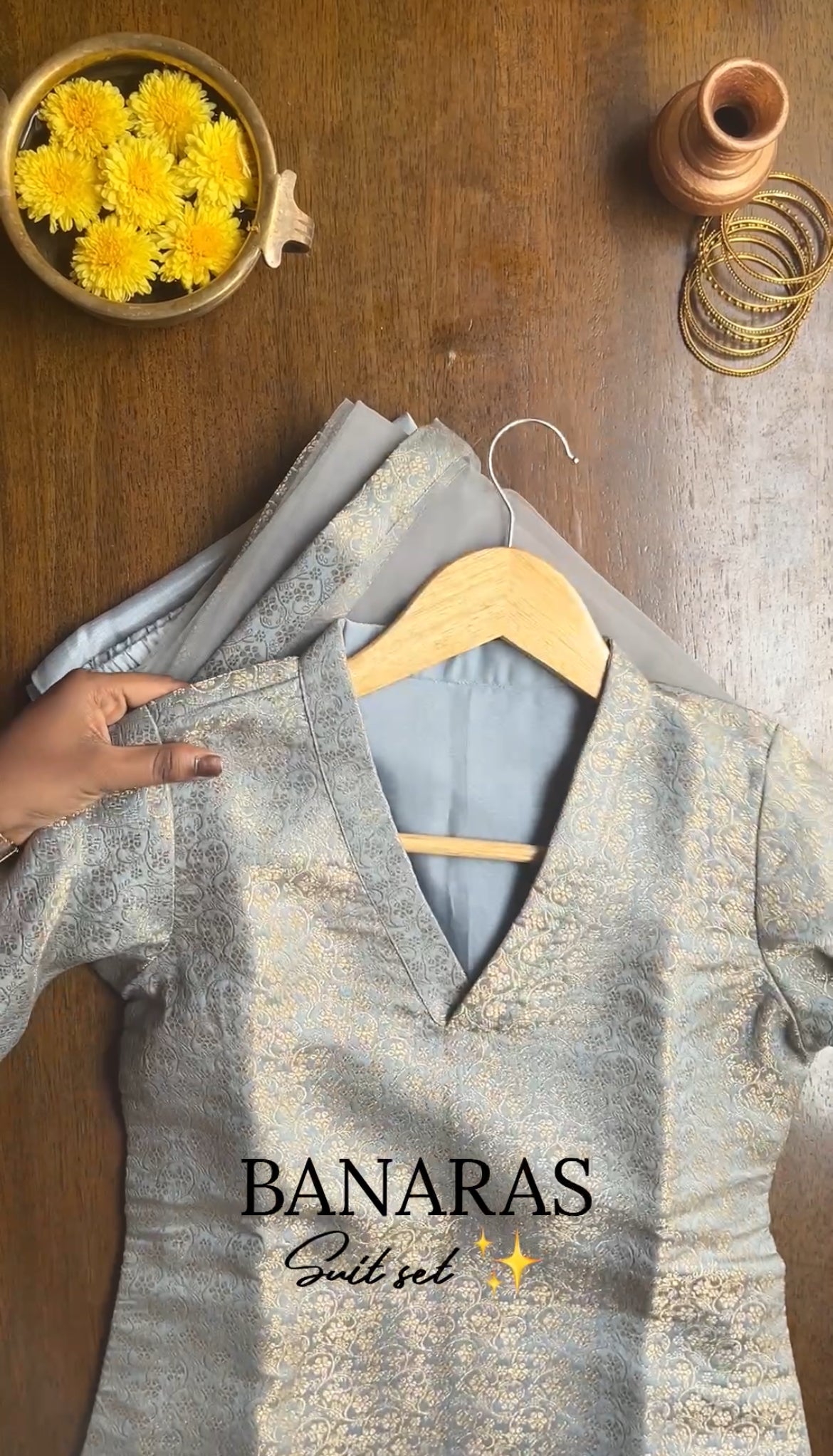 Grey Banaras Suit Set