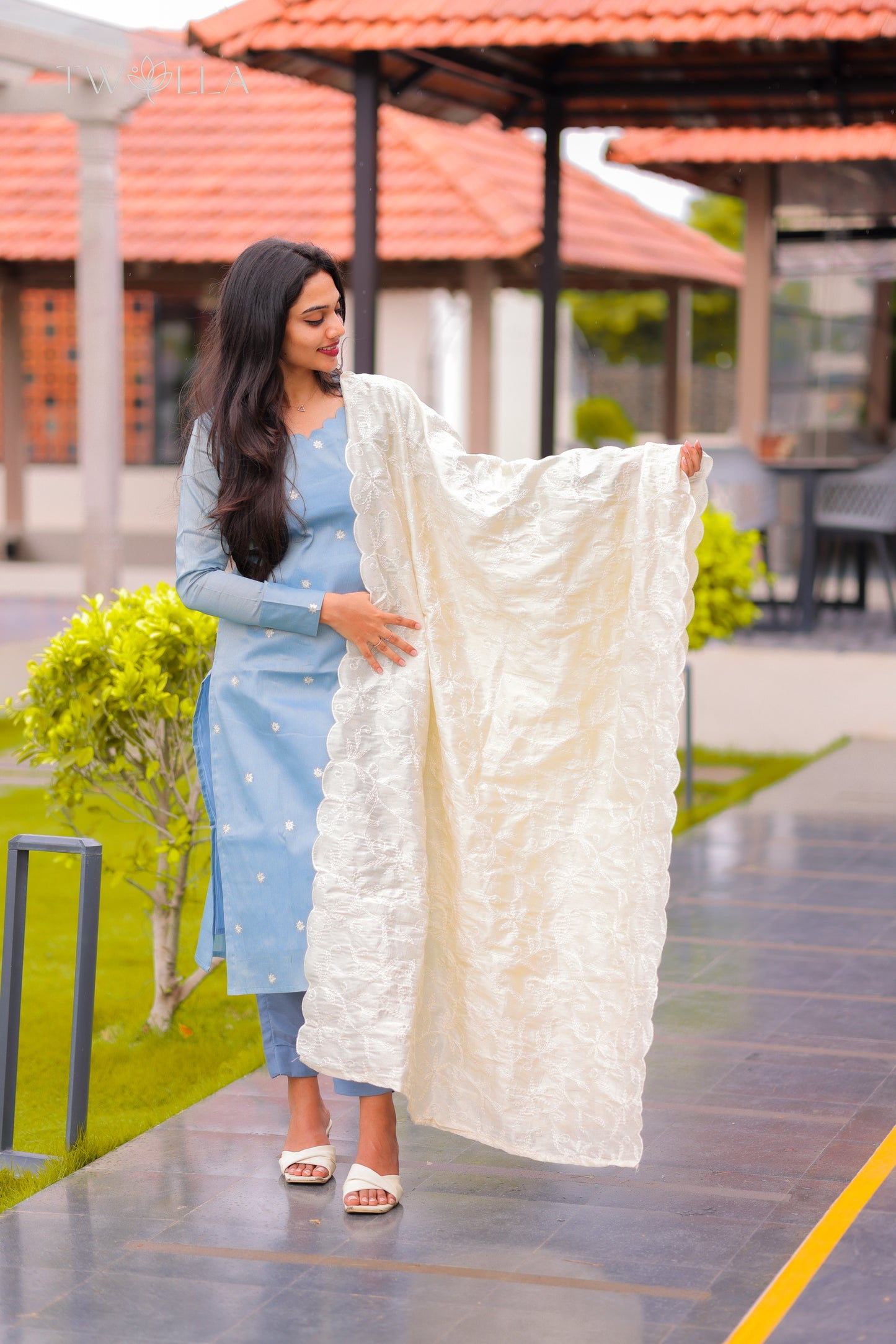 Ice Blue Tissue Suit Set
