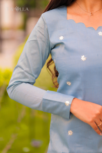 Ice Blue Tissue Suit Set