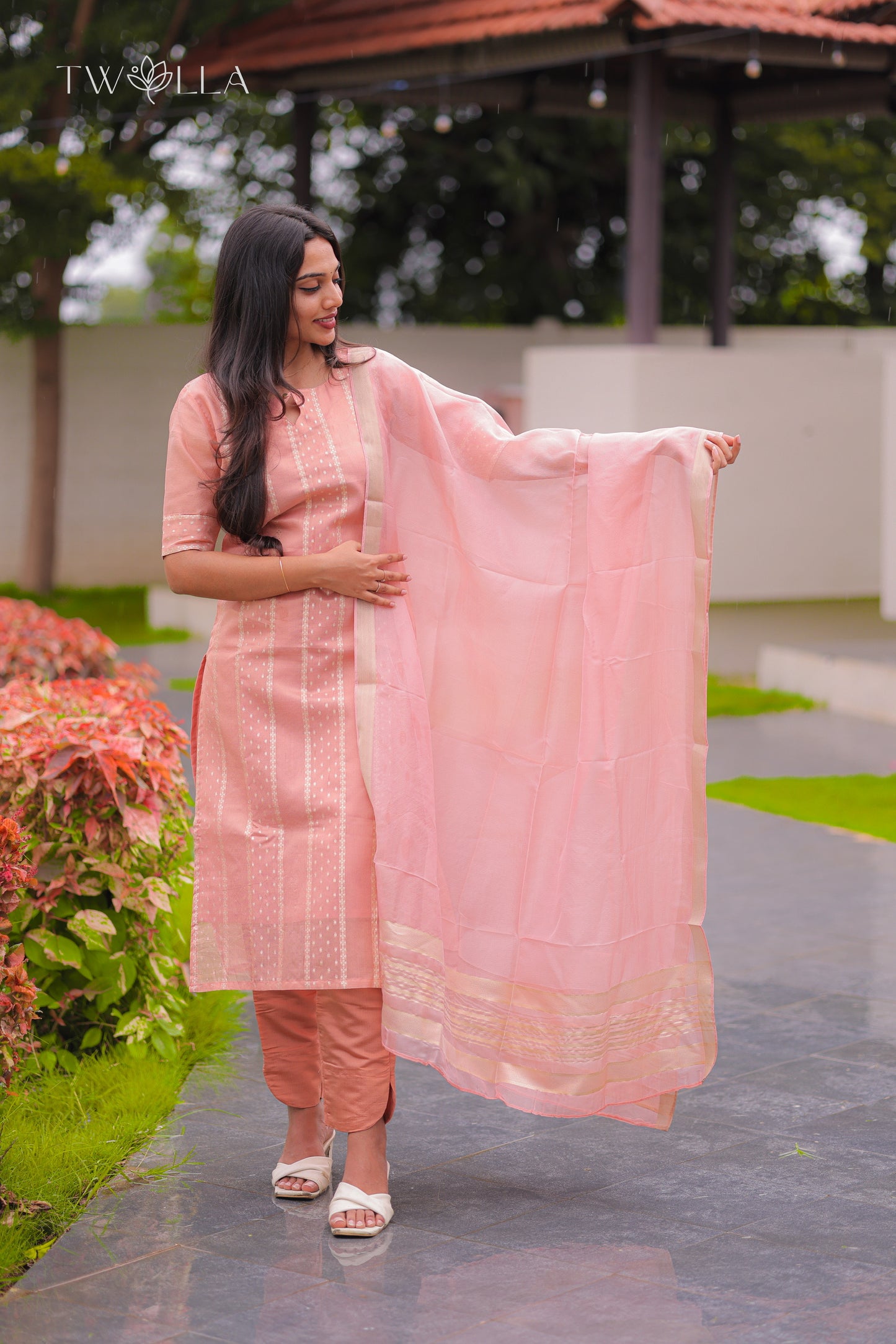 Tissue brocade salwar suit