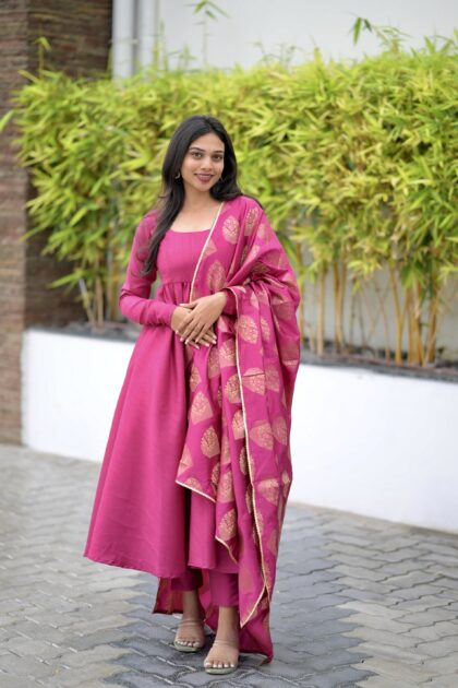 Raw Silk Anarkali Set