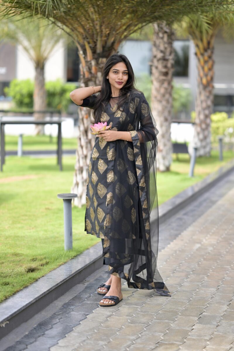Black Banaras Suit Set - Image 3
